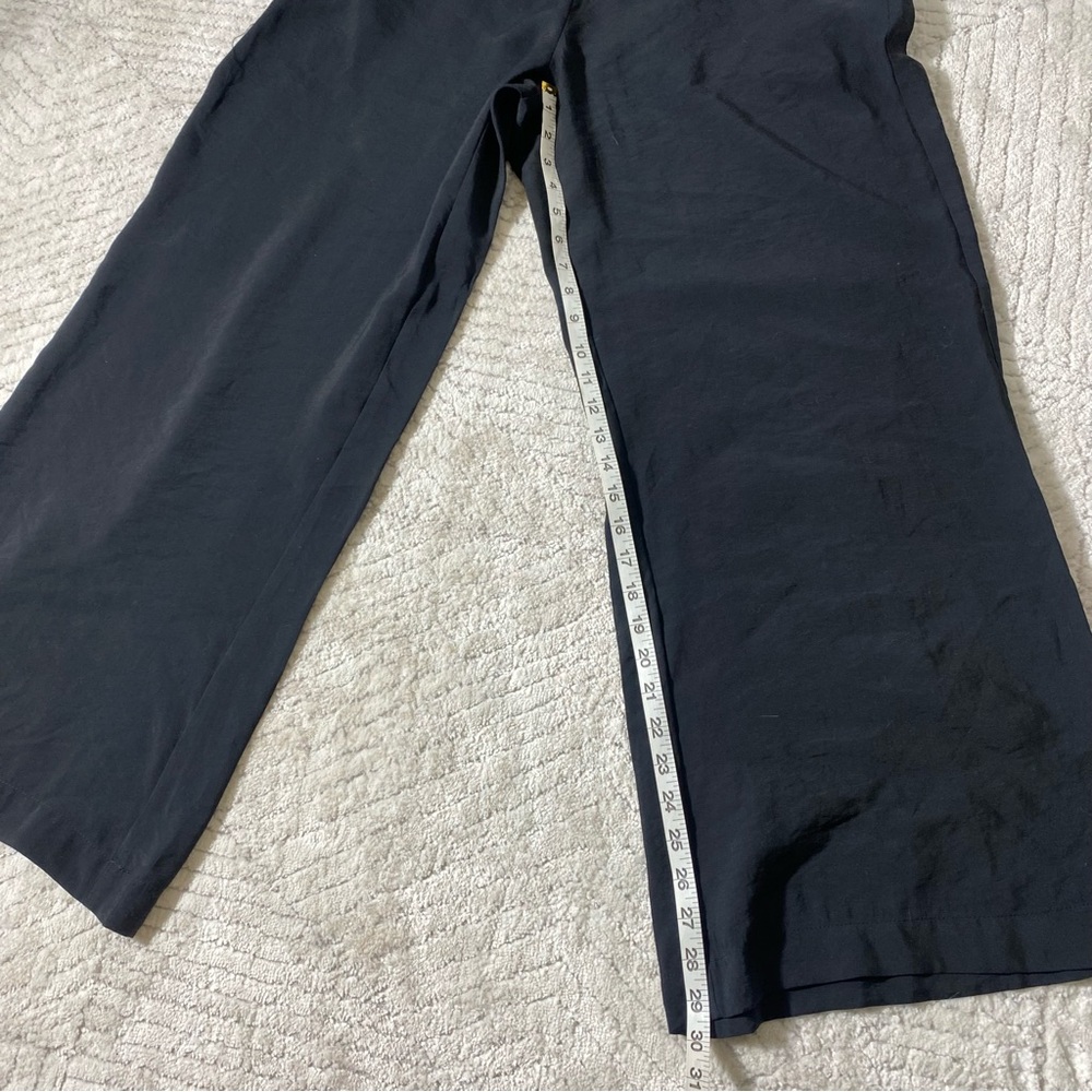Zara Black Wide Leg Cropped Pants XL | High Waist Elastic Casual Chic - Picture 5 of 15